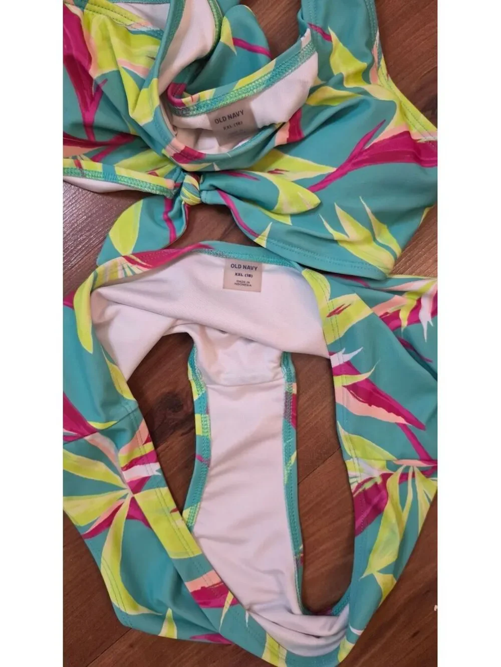 Old Navy Girl’s Swimsuit, 3 bikini Sets, Floral,LimeGrn, Flamingo, SzXXL/18,#171